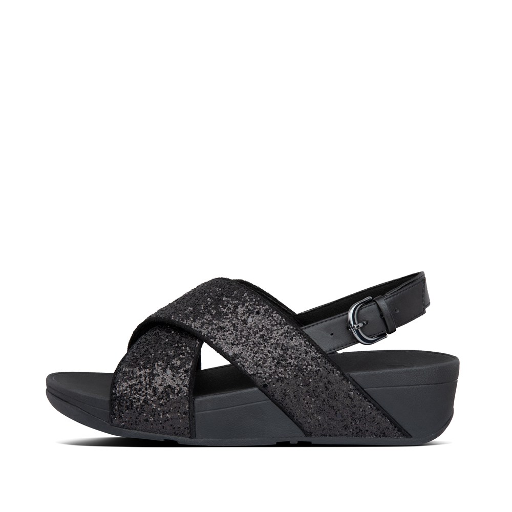 Fitflop Womens Sandals Black - Lulu Glitter Back-strap - 84BSCMNVR